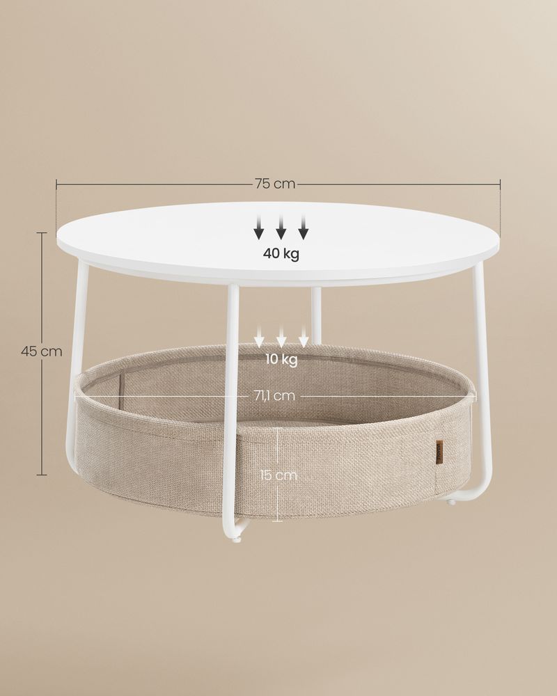 Runder Couchtisch mit Ablagekorb - Stilvoll und praktisch - 75 cm