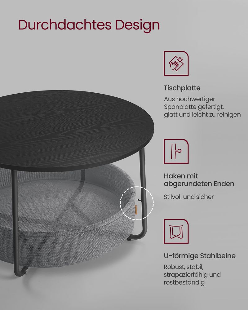 Runder Couchtisch mit Ablagekorb - Stilvoll und praktisch - 75 cm