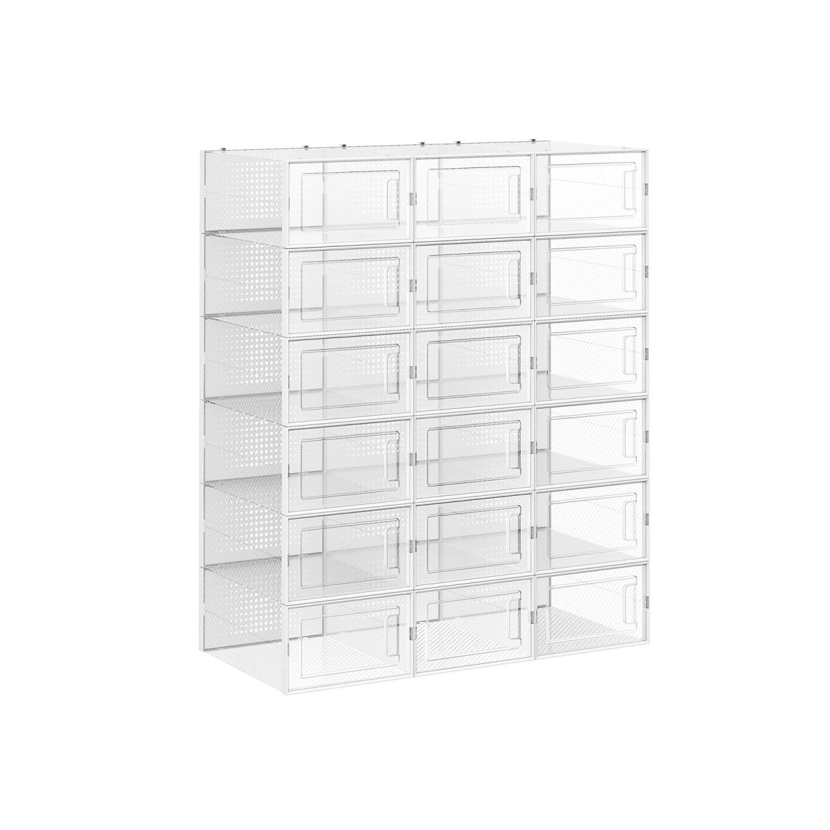 Schuhkartons 18er-Set – Transparente stapelbare Schuhaufbewahrung mit Türen