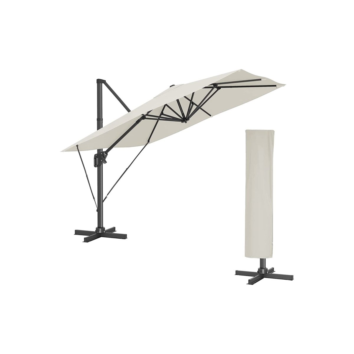 Ampelschirm 290 x 290 cm - Stufenlos verstellbar - Neigbar und 360° Drehfunktion