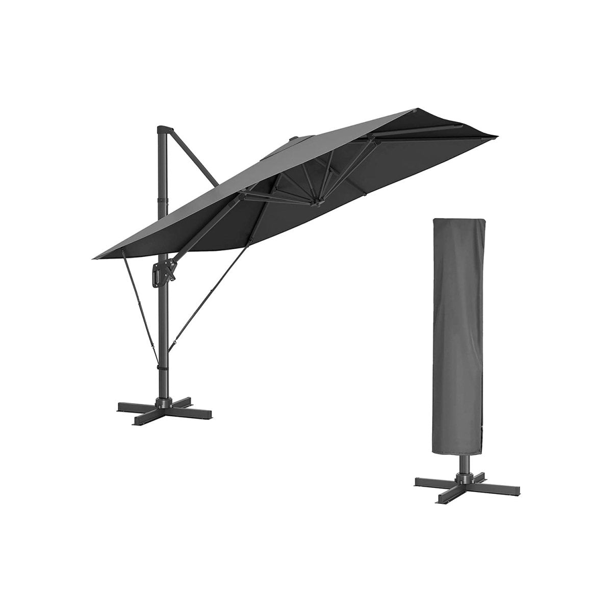 Ampelschirm 290 x 290 cm - Stufenlos verstellbar - Neigbar und 360° Drehfunktion
