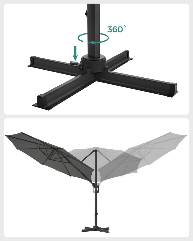 Freiarm-Sonnenschirm Ø300 cm – Verstellbar & UV-Schutz – 360° drehbar